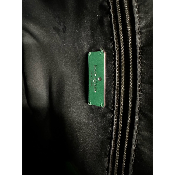 KATE SPADE Medium Raffia Woven Tote Bag with Green Leather Trim - Picture 11 of 12